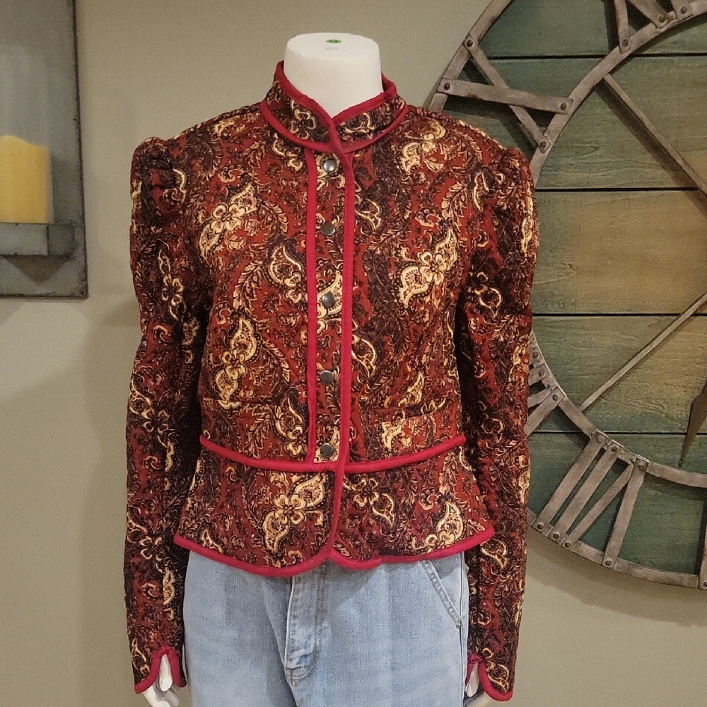 Free People Zoey Quilted Jacket In Cherry Combo - Picture 2 of 12